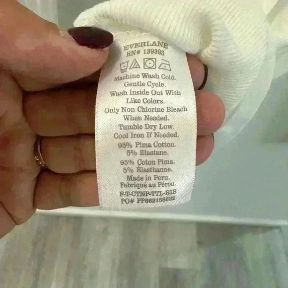 Everlane The Supima Micro-Rib Turtleneck XS White Preppy - Picture 5 of 5